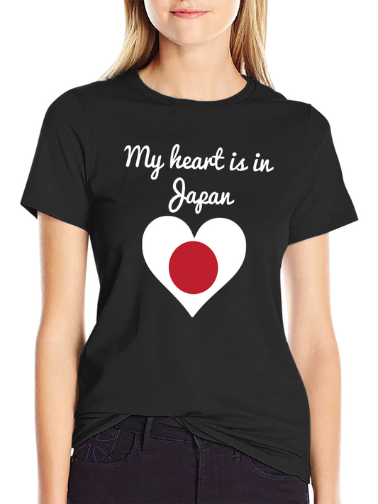 My Heart is in Japan Graphic Tee - Black Cotton T-Shirt