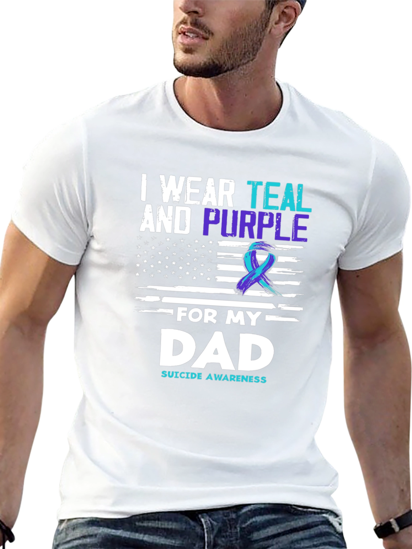Teal and Purple Dad Suicide Awareness T-Shirt