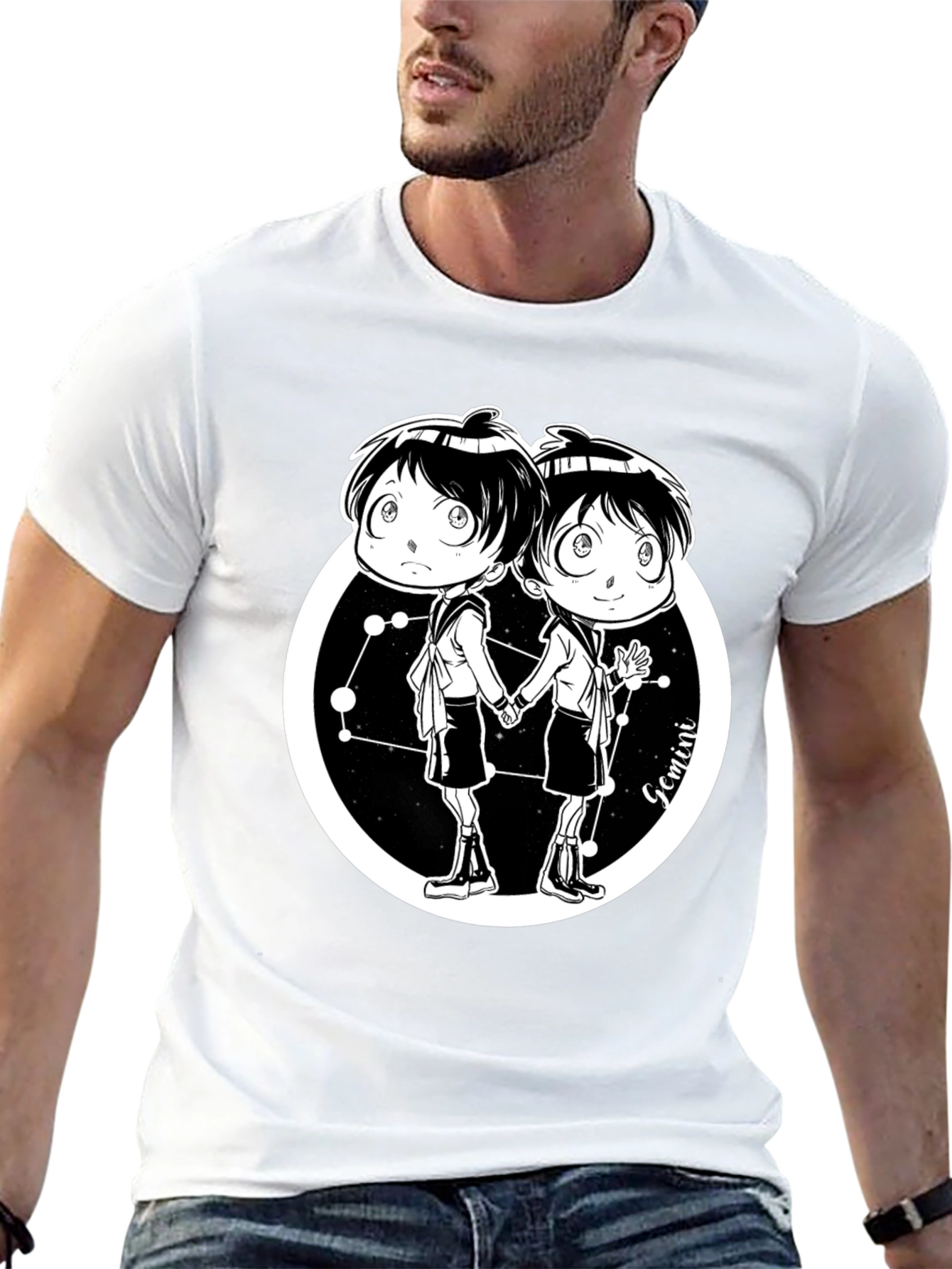 Gemini Zodiac Cartoon Graphic T-Shirt
