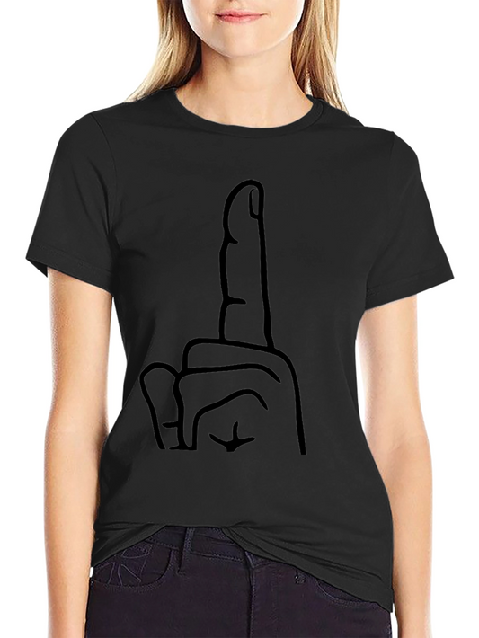 Black Graphic Tee - Middle Finger Gesture