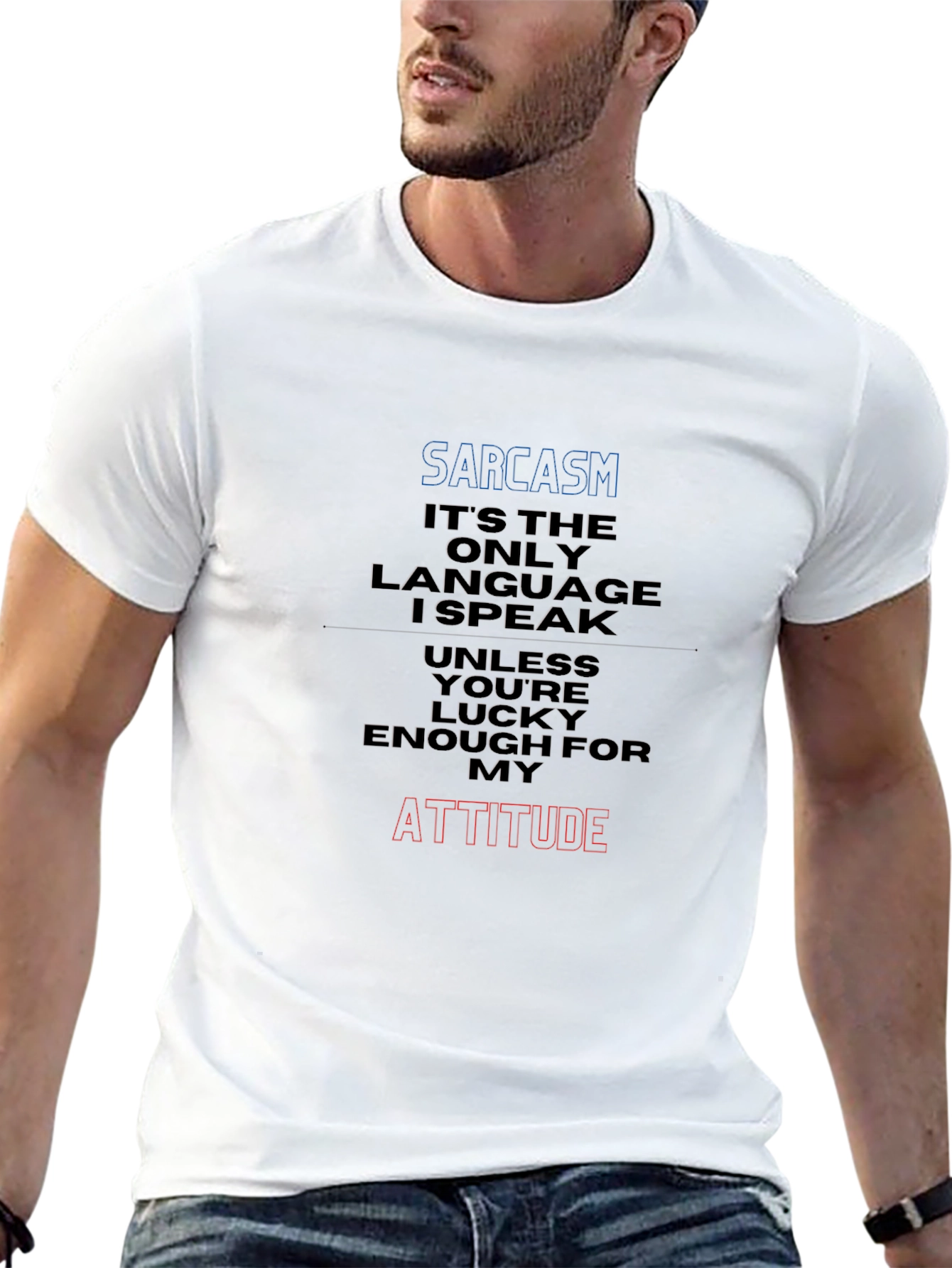 Sarcasm Attitude Graphic Tee - Black Cotton Blend
