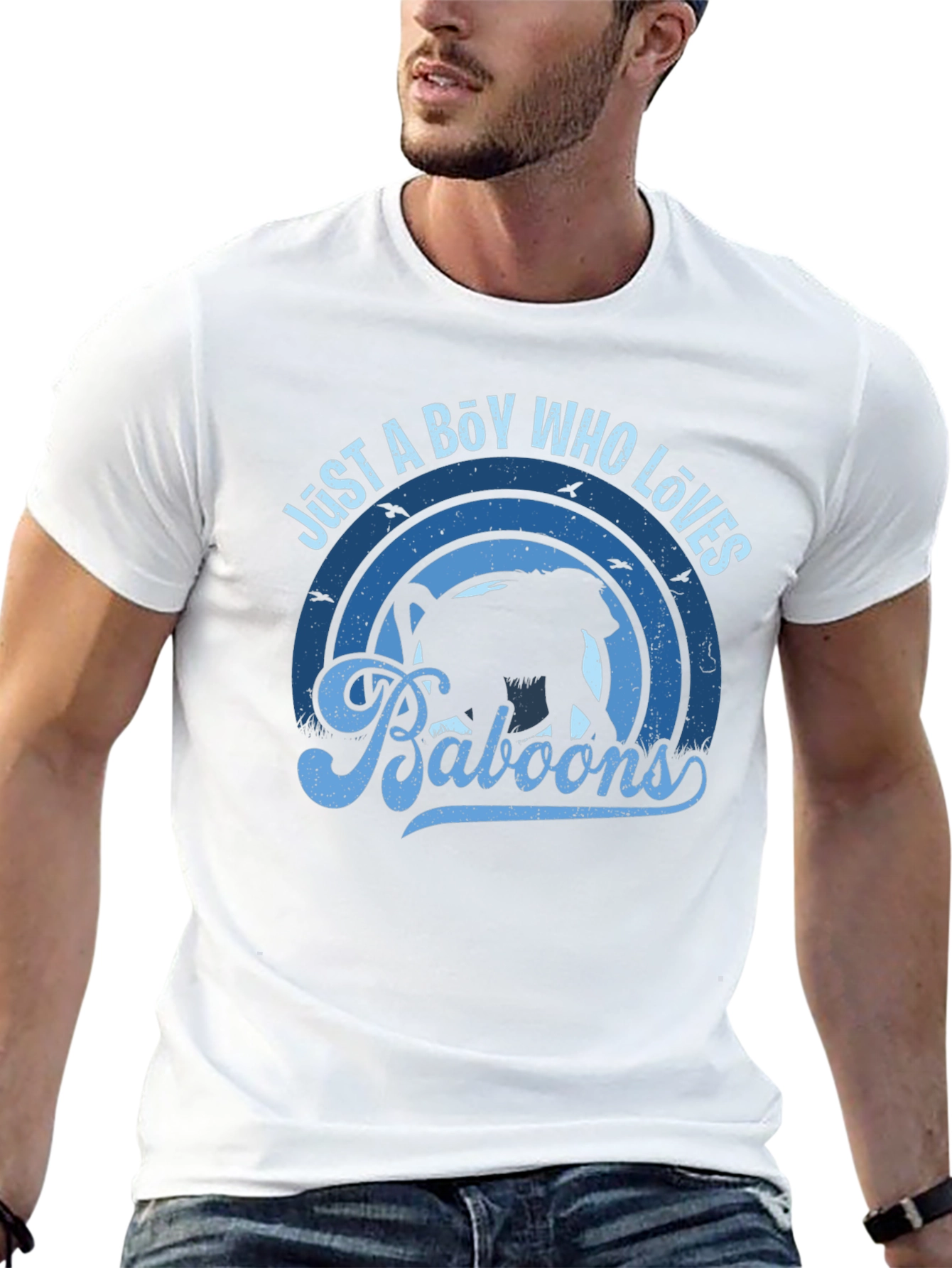 Just A Boy Who Loves Baboons Black Graphic T-Shirt