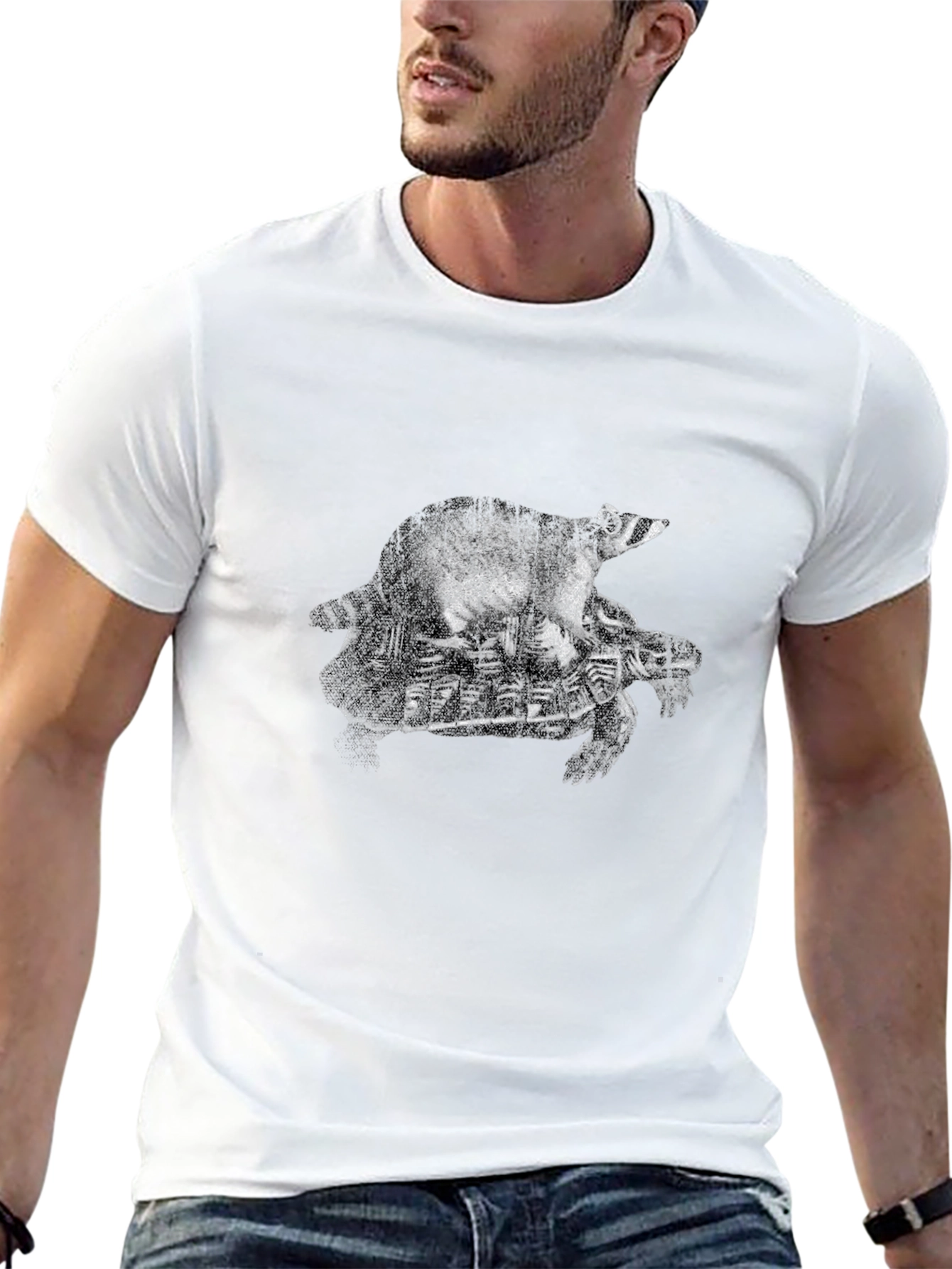 Raccoon Riding Turtle Graphic Tee