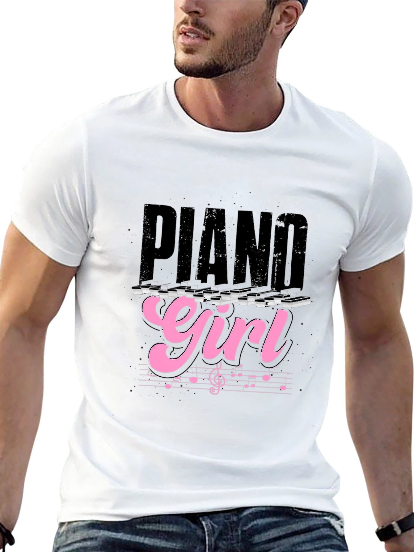 Piano Girl Graphic Tee - Music Lover T-Shirt