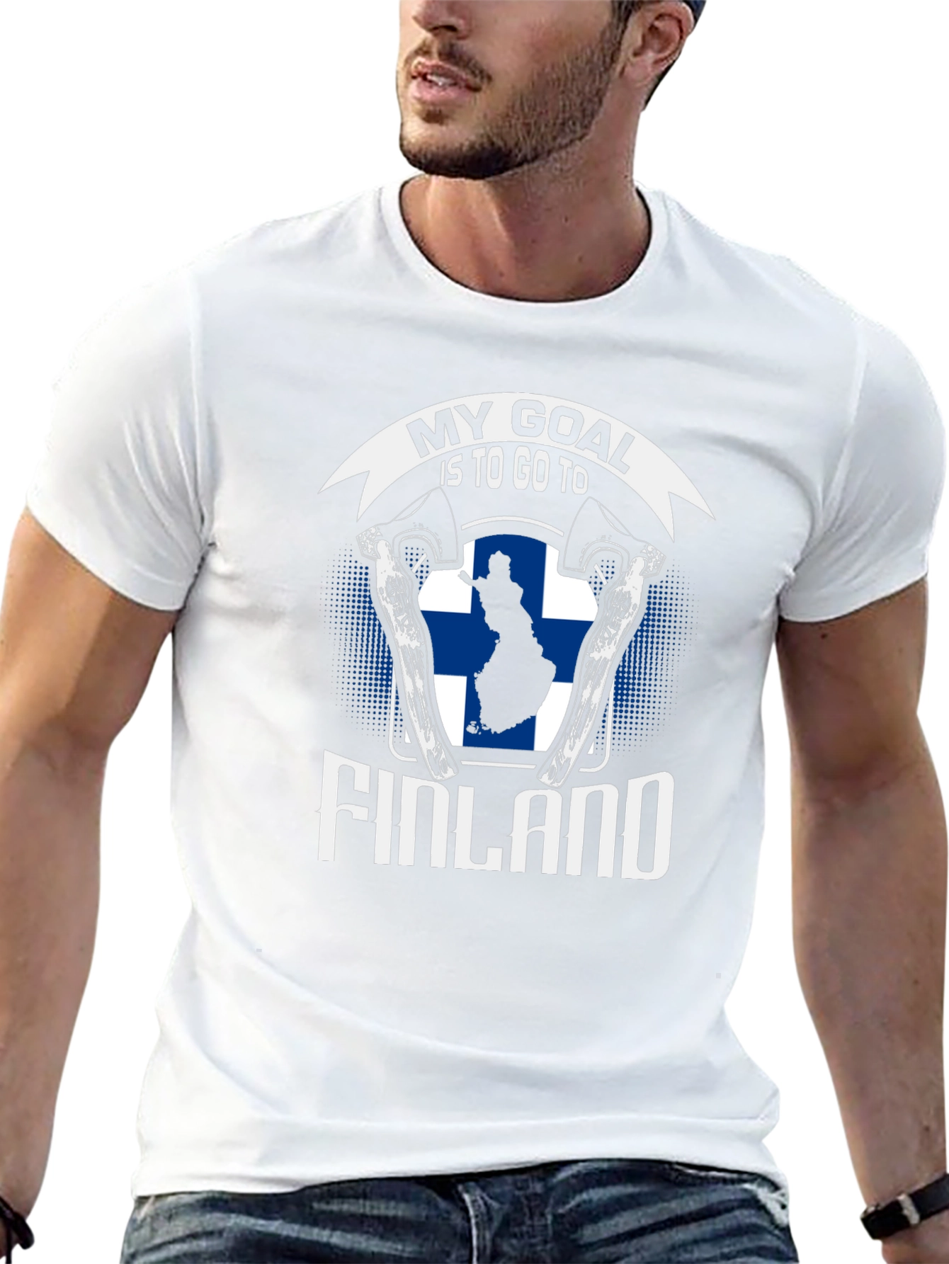 Finland Goal T-Shirt - Axe & Flag Design