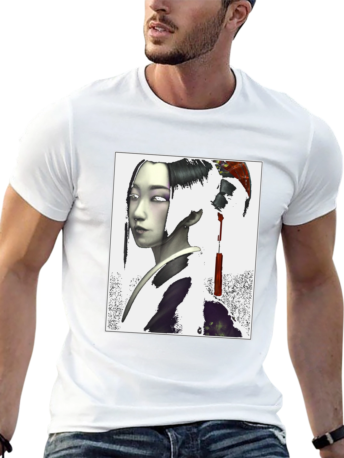 Geisha Graphic Print Black T-Shirt