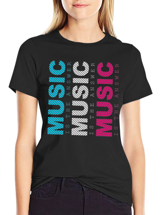 Music is the Answer Mens Black T-Shirt