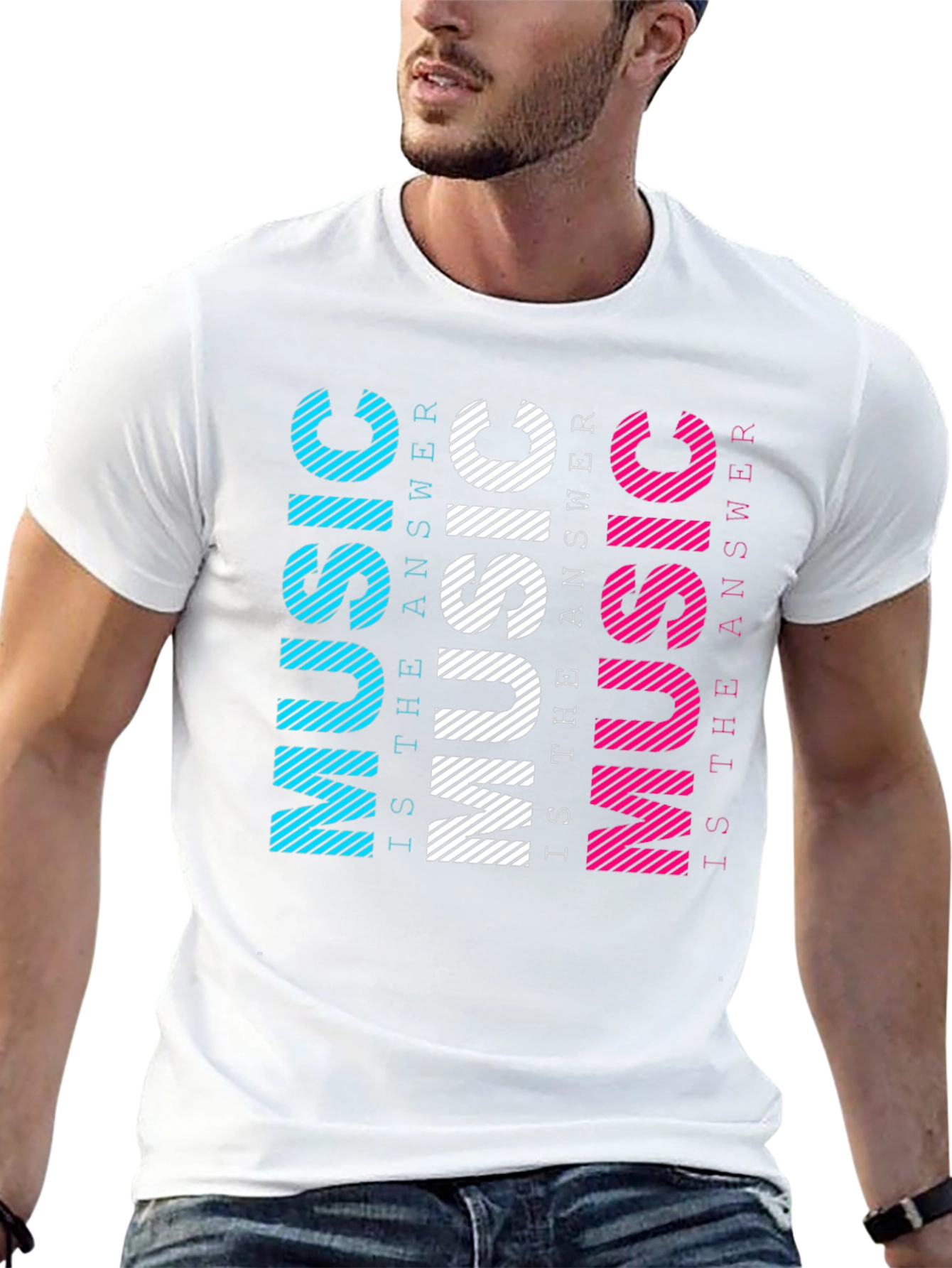 Music is the Answer Mens Black T-Shirt