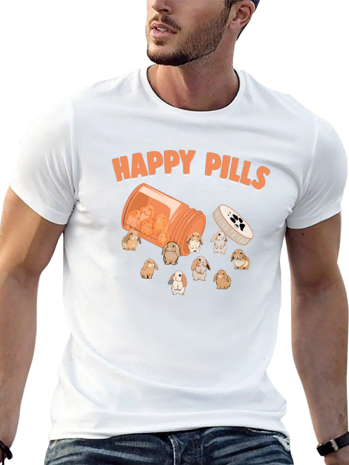 Happy Pills Bunny T-Shirt Cute Graphic Tee