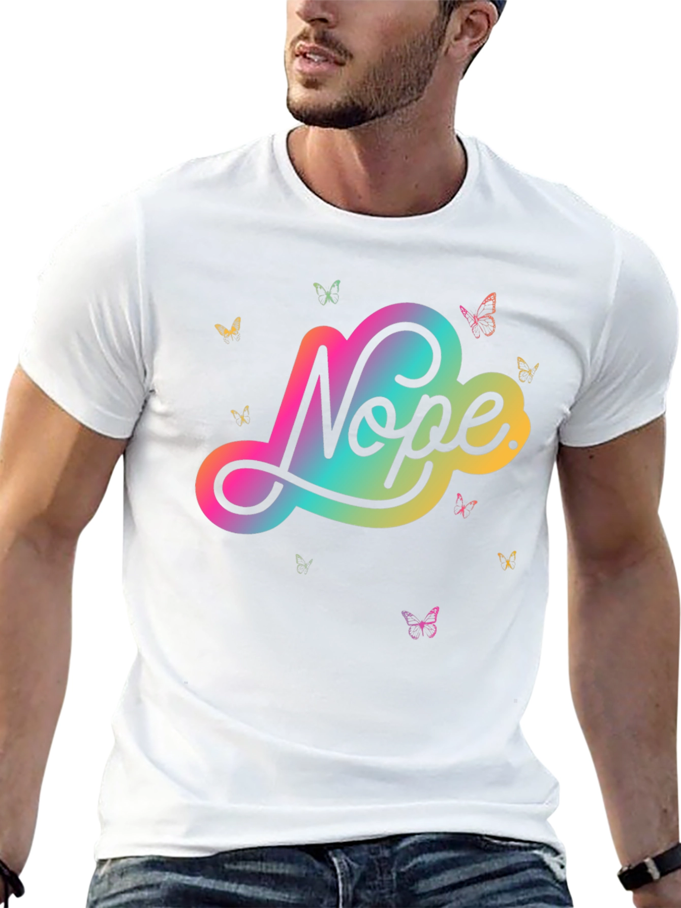 Nope Butterfly Graphic Tee - Modern Casual Style