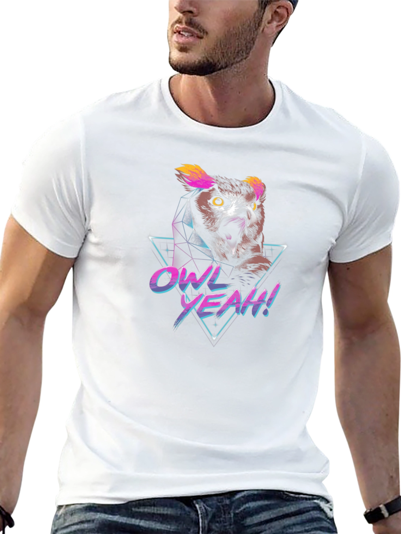 Retro Owl Yeah! Graphic Print T-Shirt