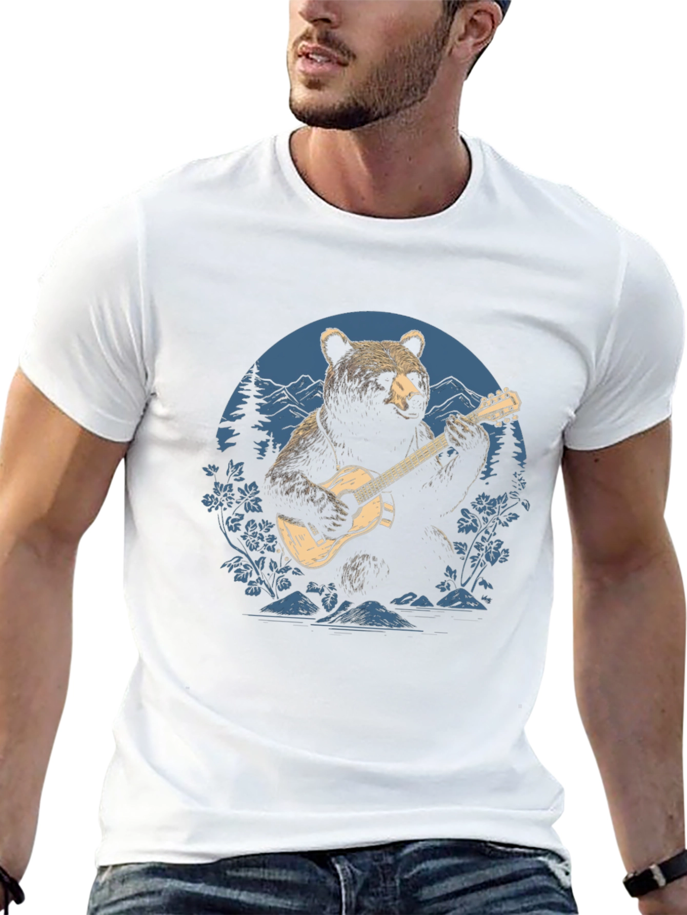 Bear Guitarist Graphic Tee
