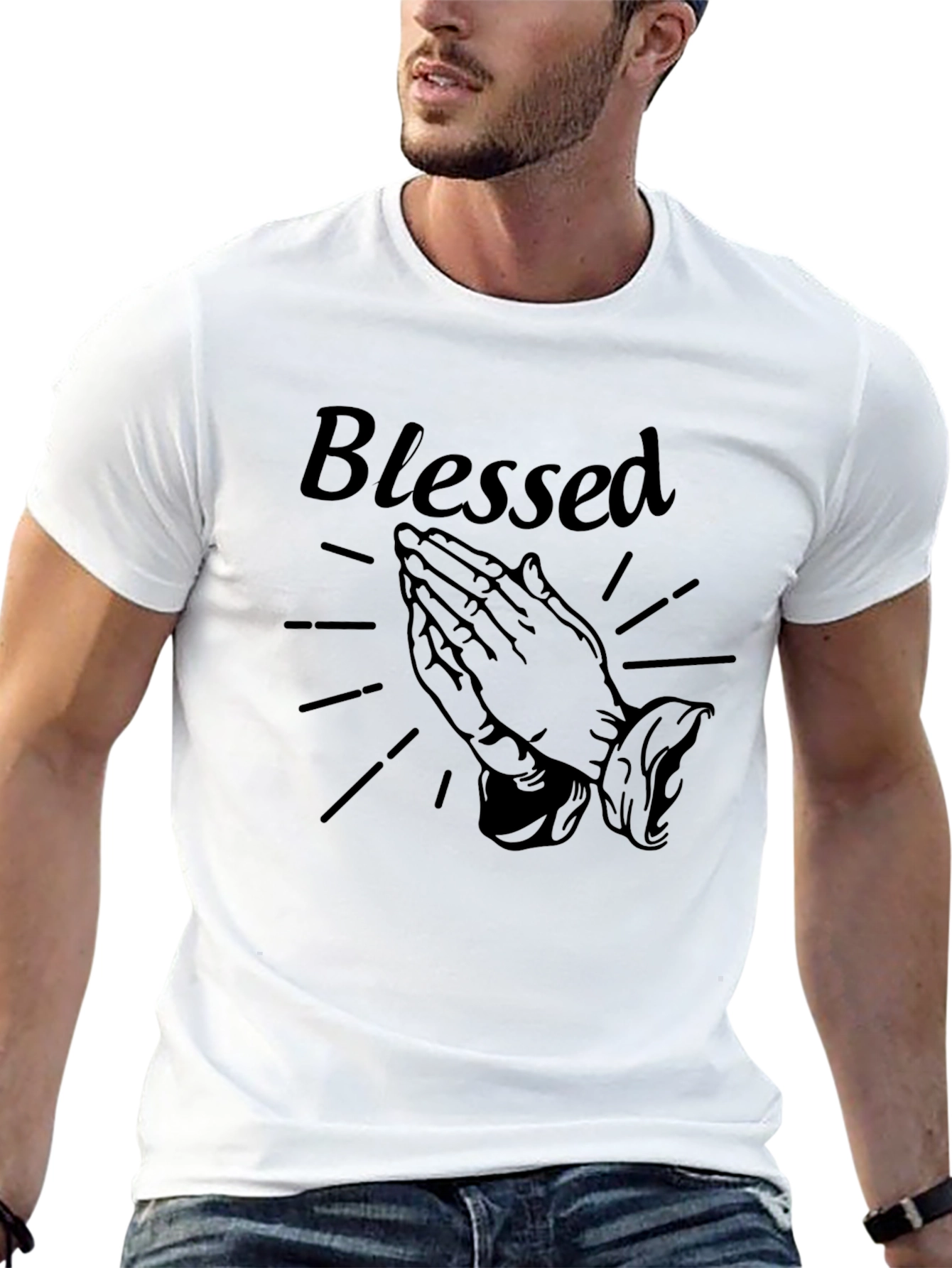 Blessed Graphic T-Shirt - Praying Hands Design