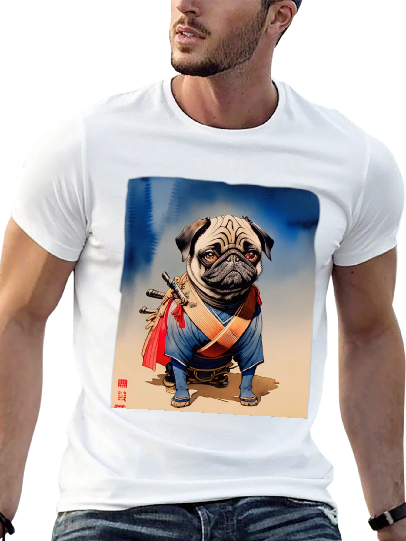 Pug Samurai Graphic Tee