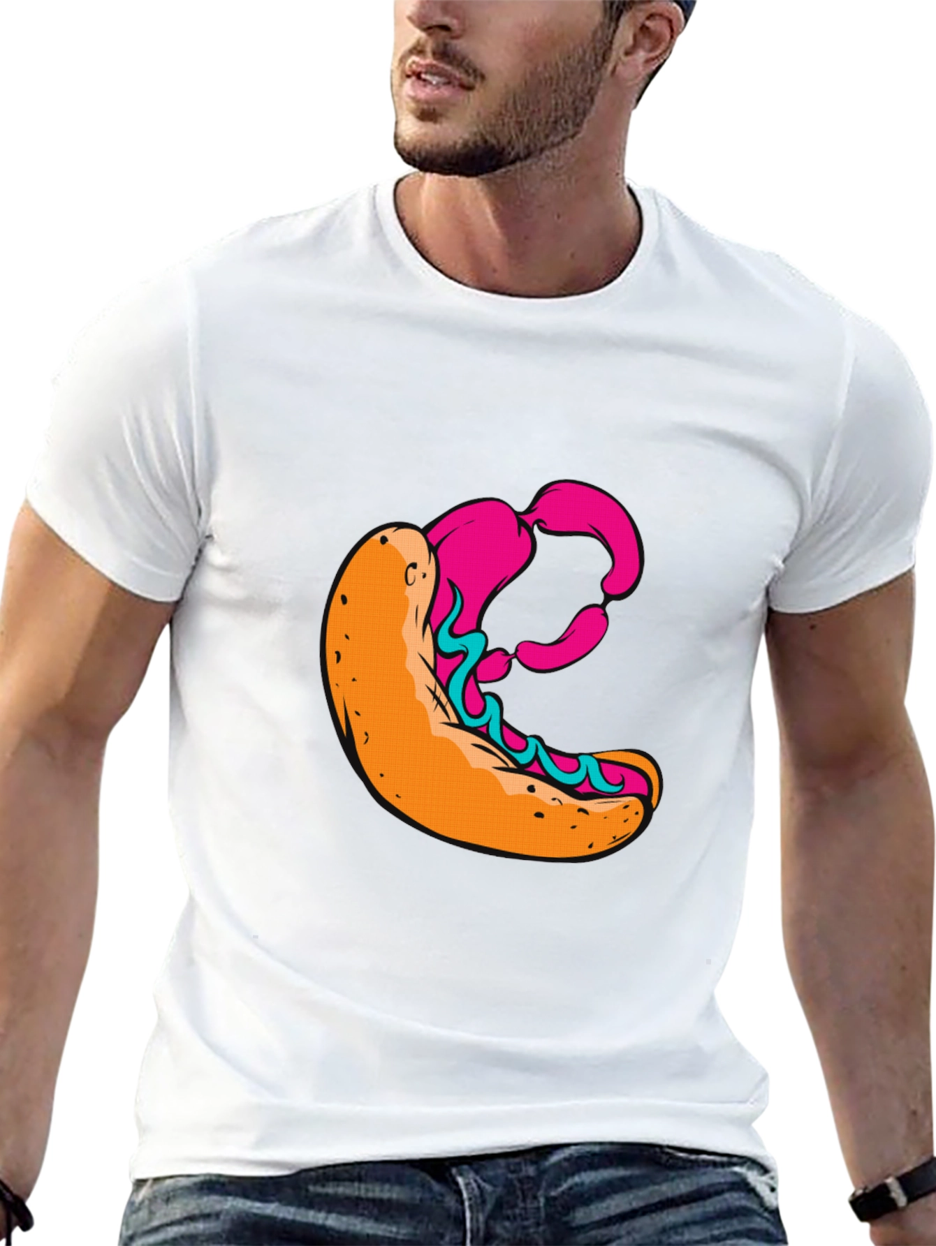 Hot Dog Graphic Black T-Shirt - Unique Design!