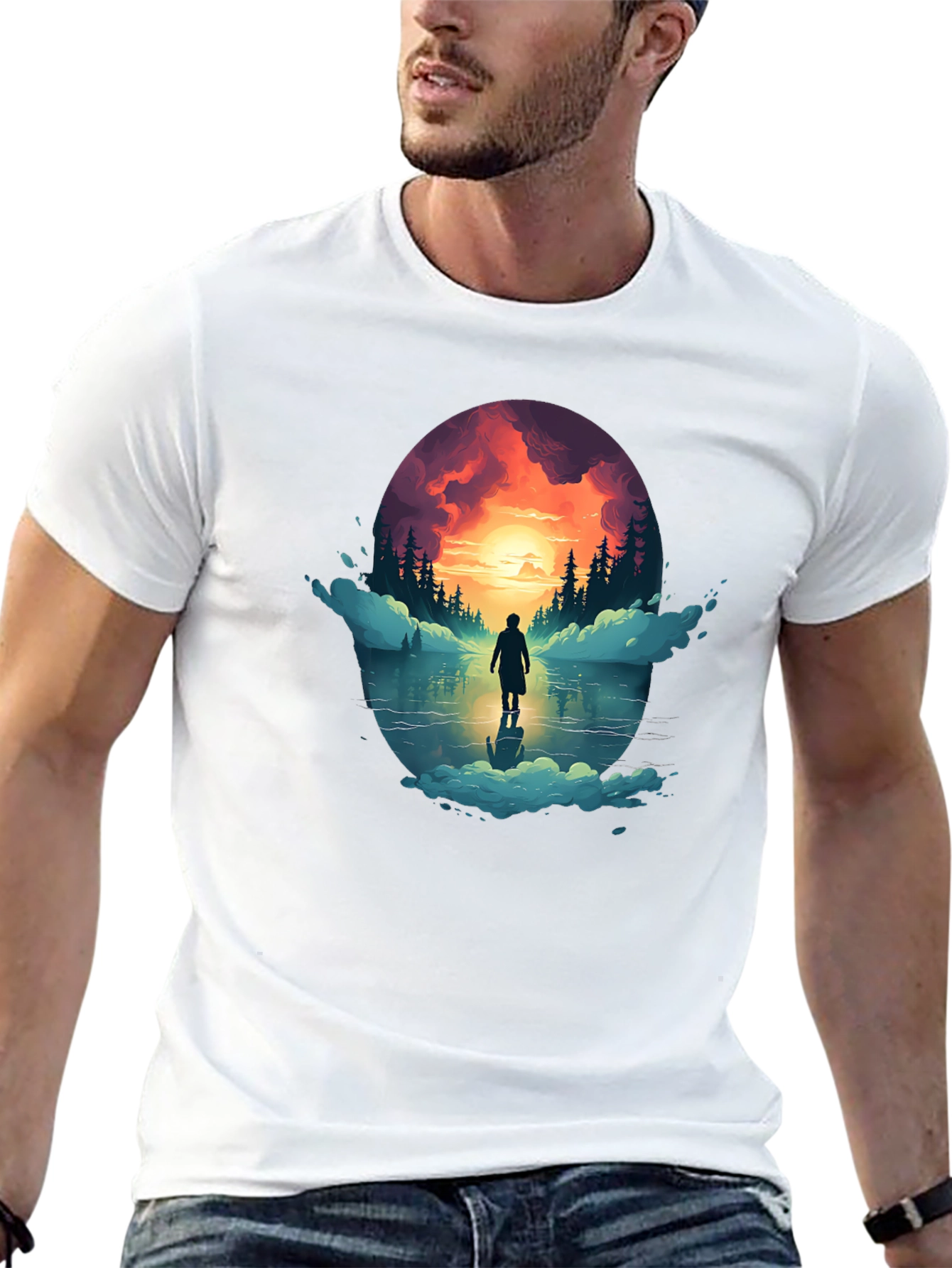 Sunset Lake Graphic Tee - Stylish Comfort