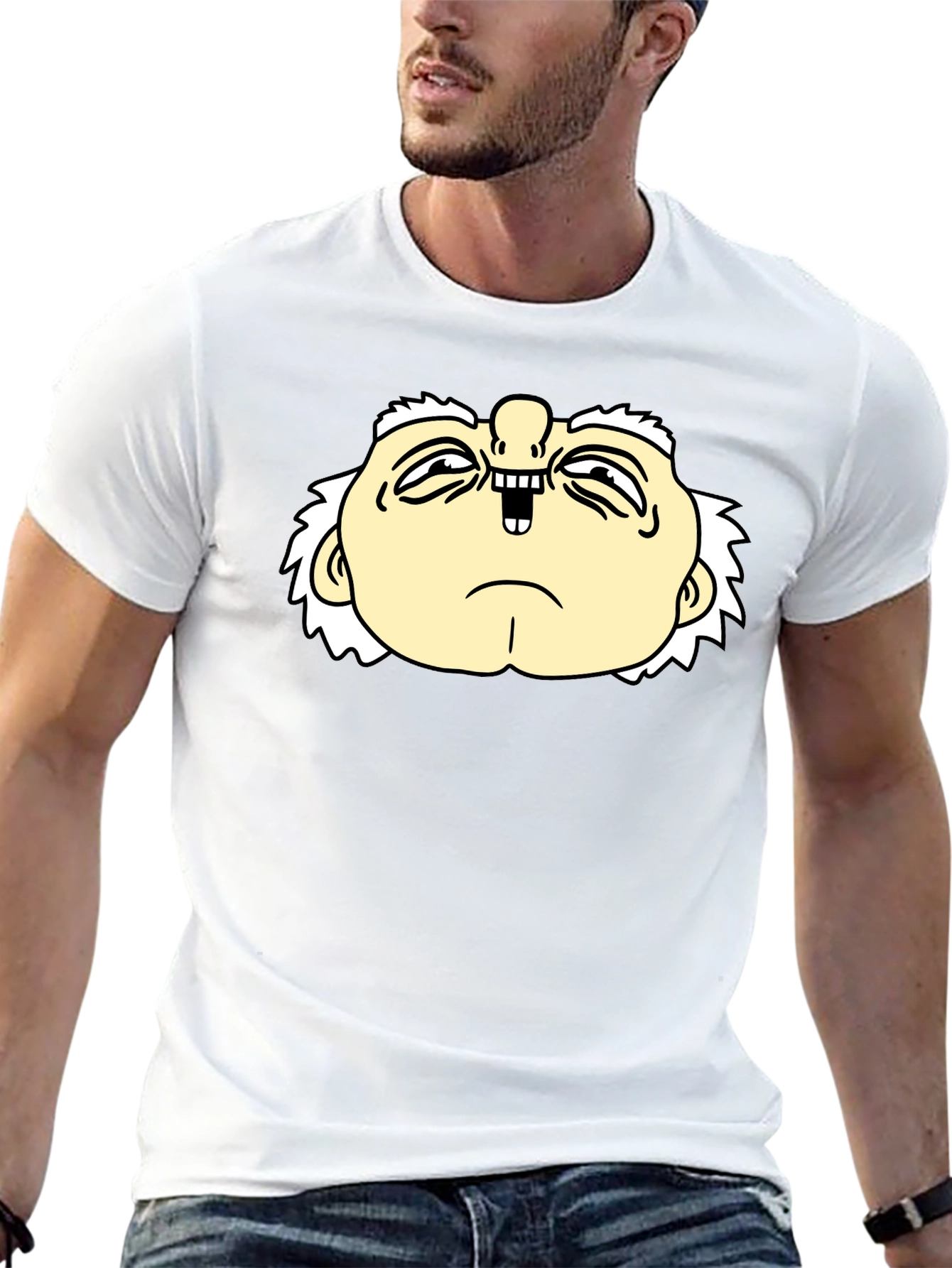 Funny Cartoon Face Black T-Shirt