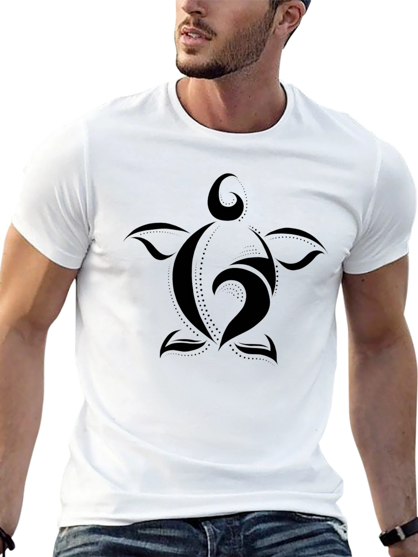 Tribal Turtle Graphic Black T-Shirt