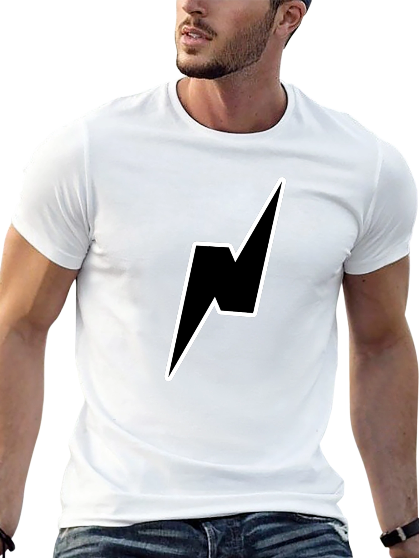 Lightning Bolt Graphic Tee - Stylish Black T-Shirt