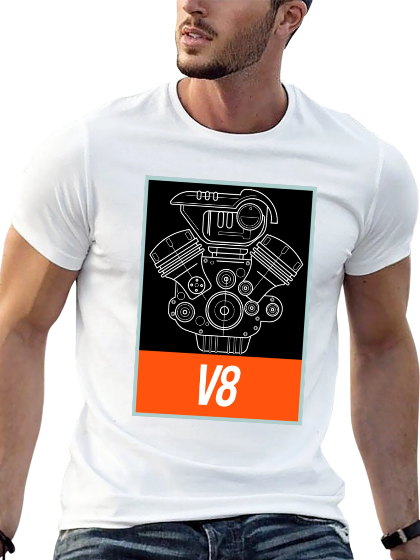 V8 Engine Graphic Tee - Cool Automotive Design