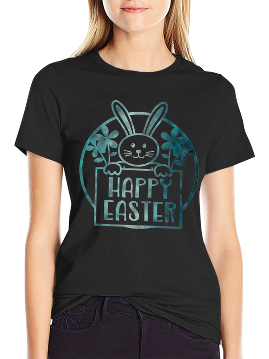 Happy Easter Bunny Graphic Tee - Black