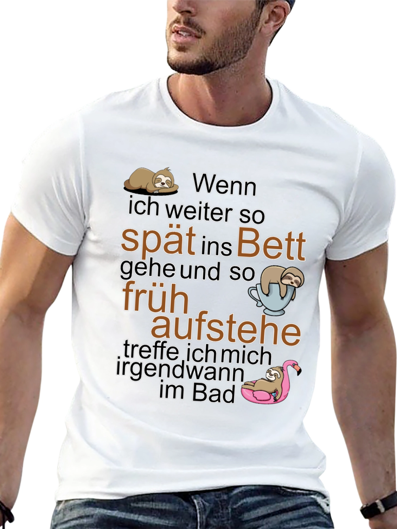 Funny Sloth T-Shirt: Spät Ins Bett