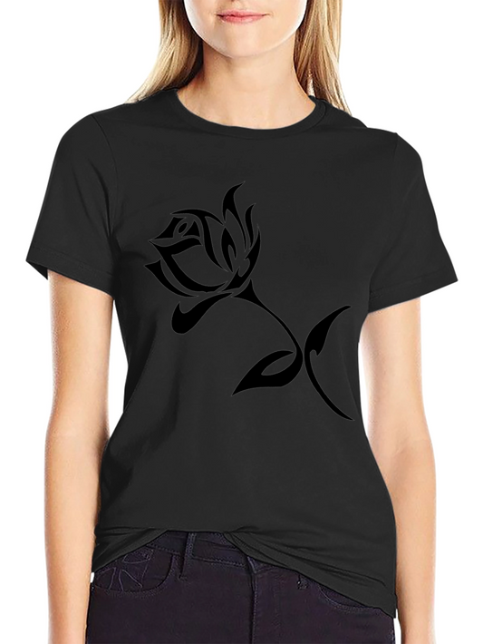 Black Rose Graphic T-Shirt Casual Style