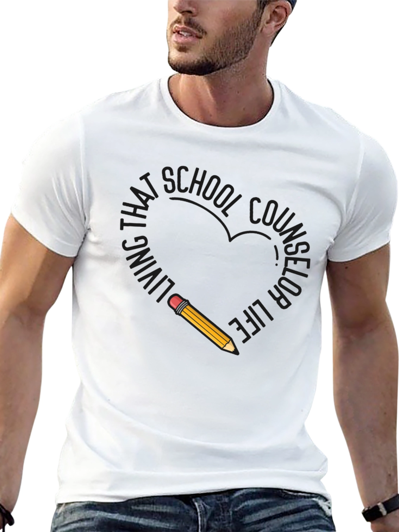 School Counselor T-Shirt with Pencil Design