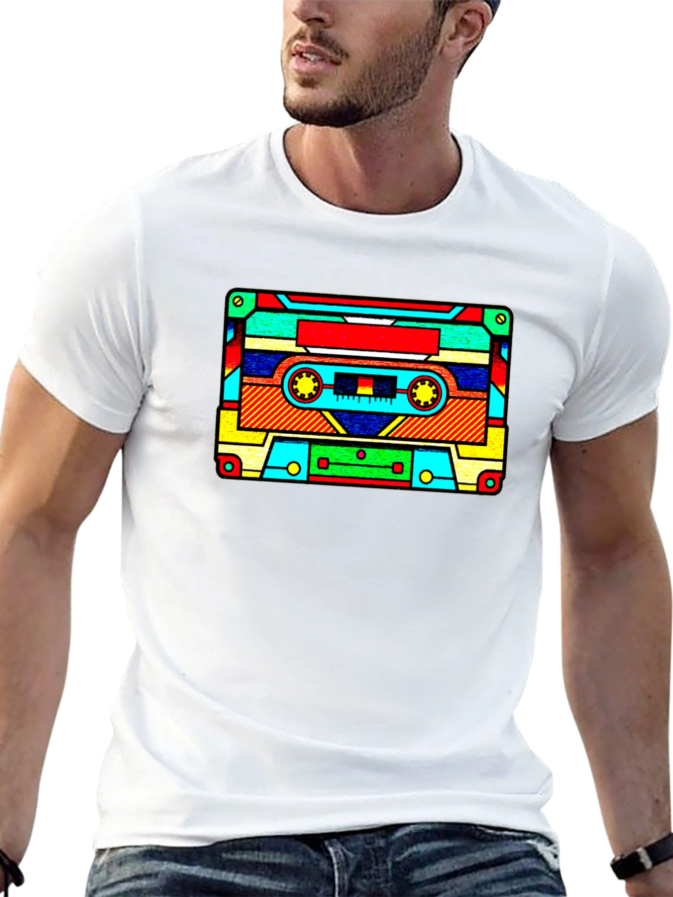 Retro Cassette Tape Graphic T-Shirt - Black
