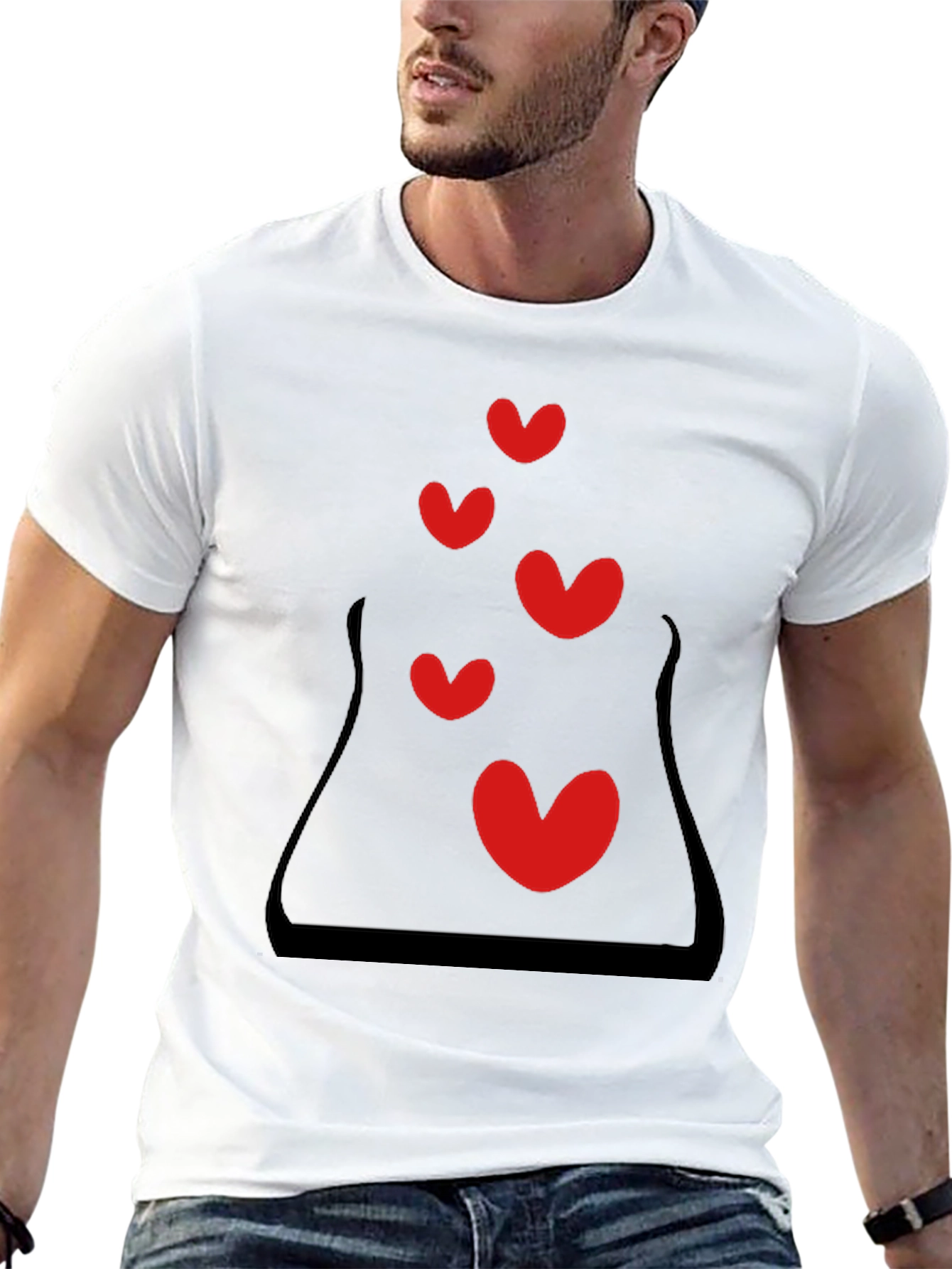Heart Bubbles Graphic Black T-Shirt