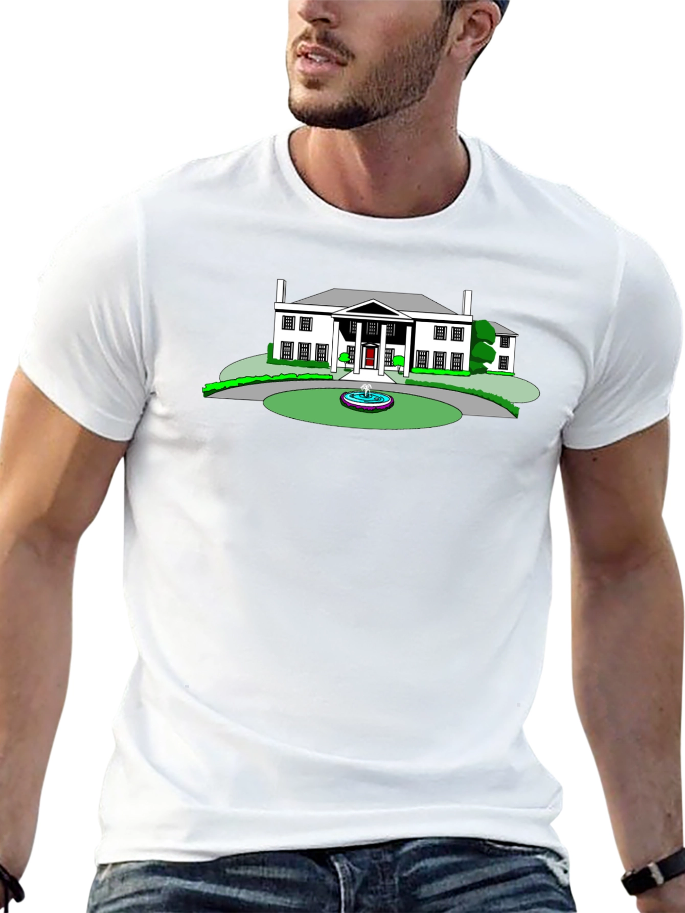 Mansion Graphic Tee - Black Crew Neck T-Shirt