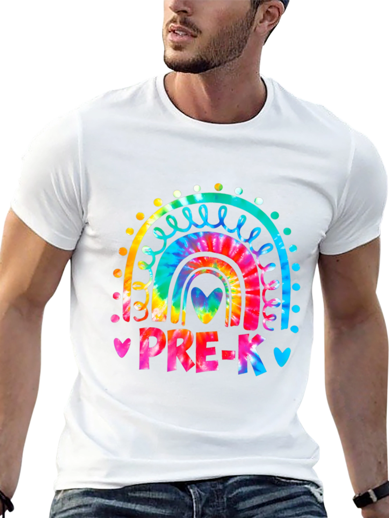 Pre-K Teacher Rainbow Tie-Dye Graphic T-Shirt