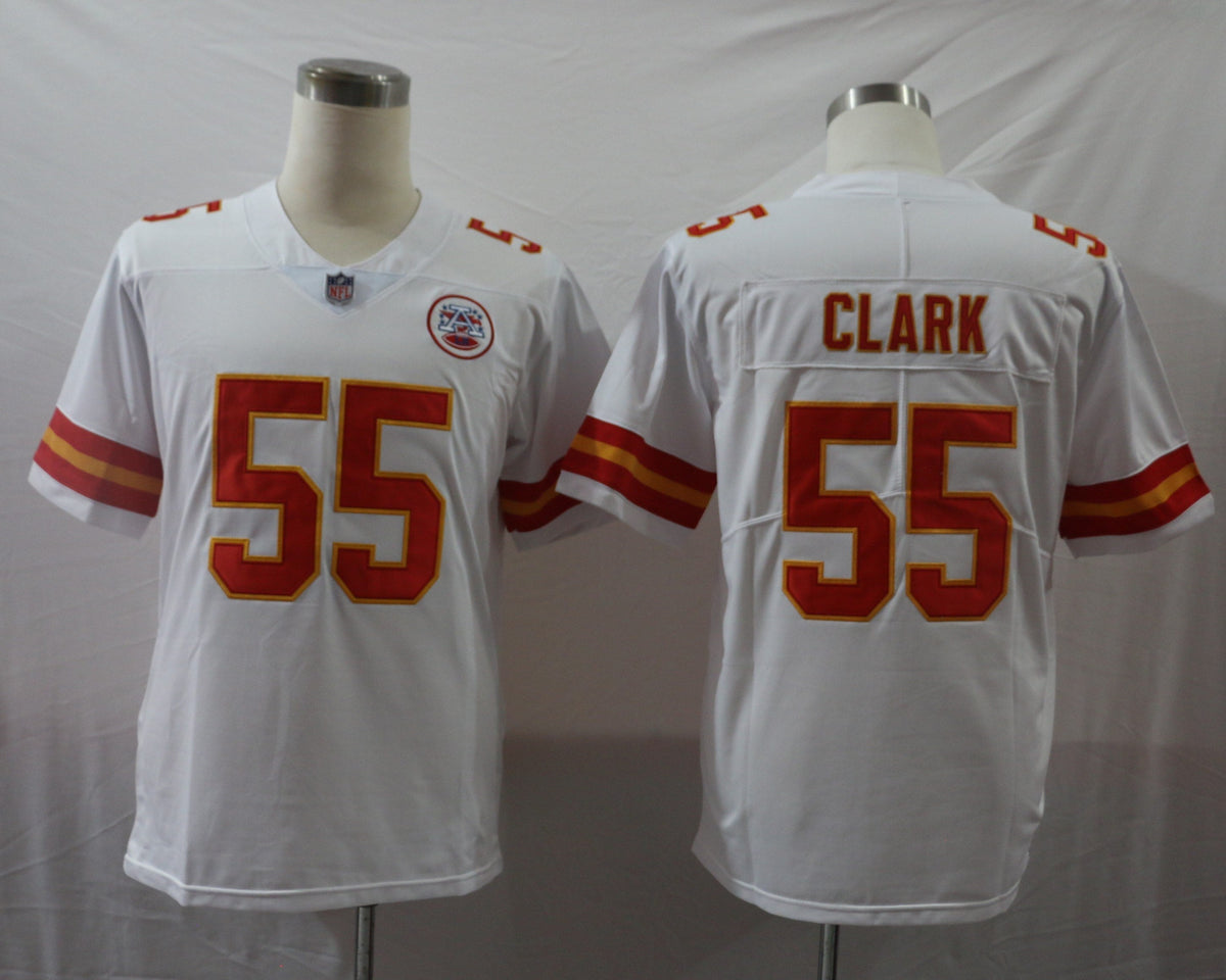 Men's Kansas City Chiefs Frank Clark #55 White Game Jerseys