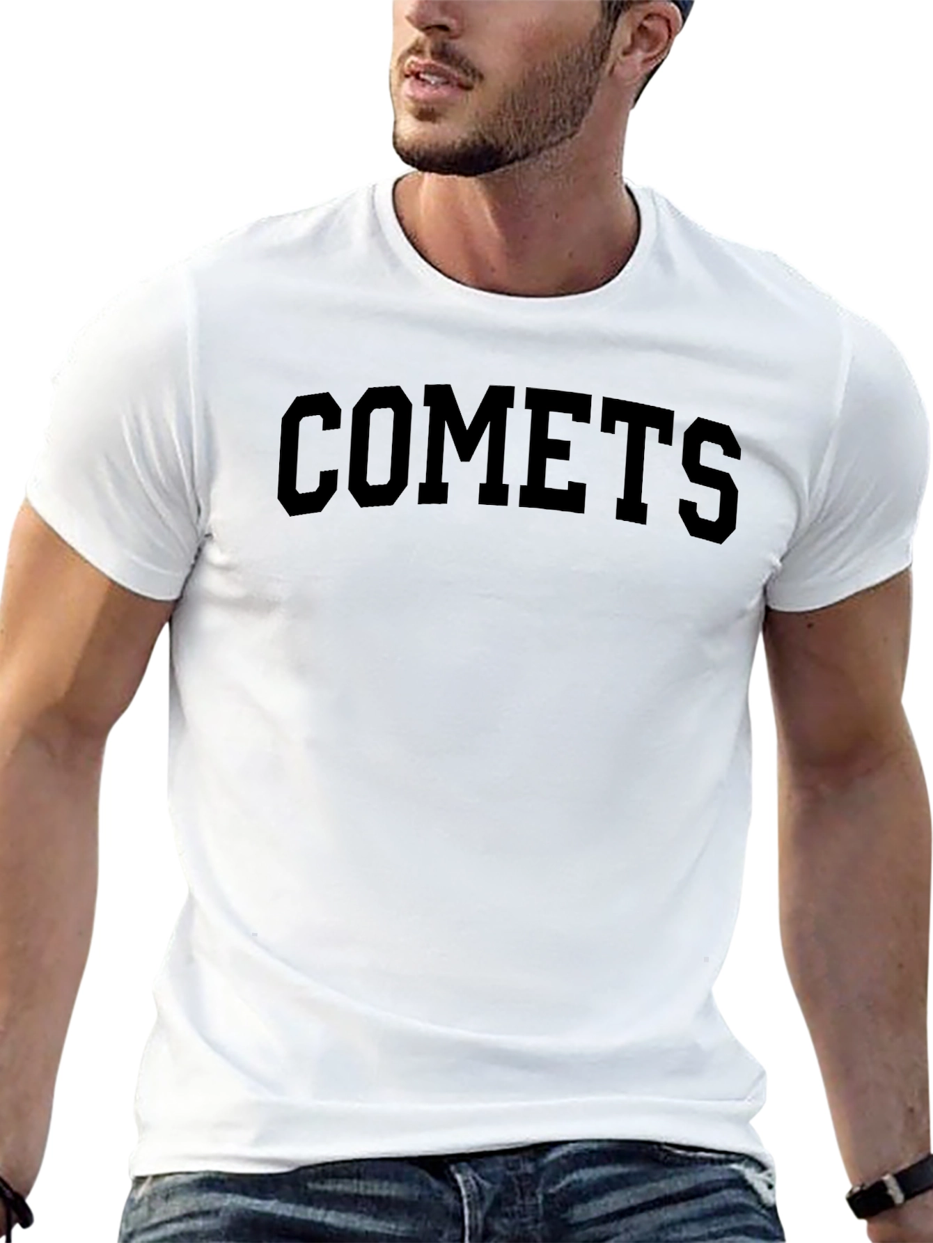 Comets Black Graphic T-Shirt Casual Wear