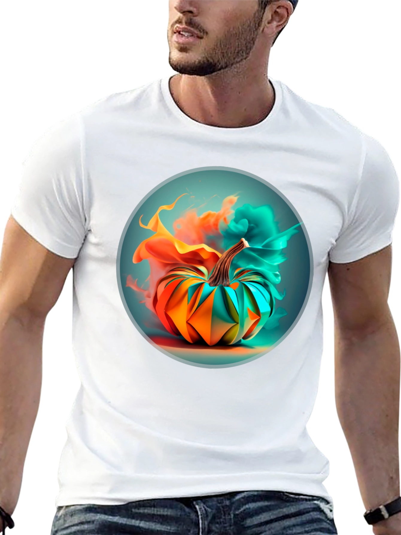 Abstract Pumpkin Graphic Tee - Mens Black T-Shirt