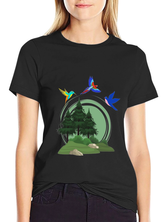 Nature Birds Graphic T-Shirt