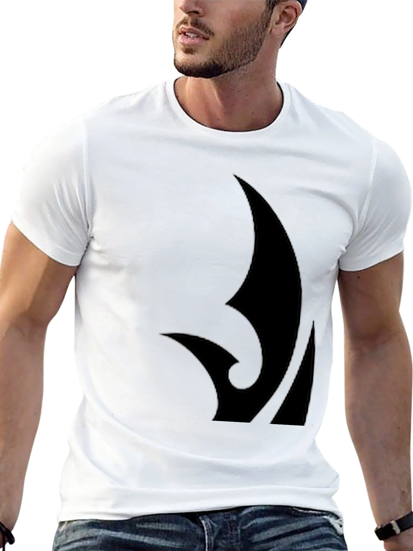 Black Graphic Tee - Abstract Design