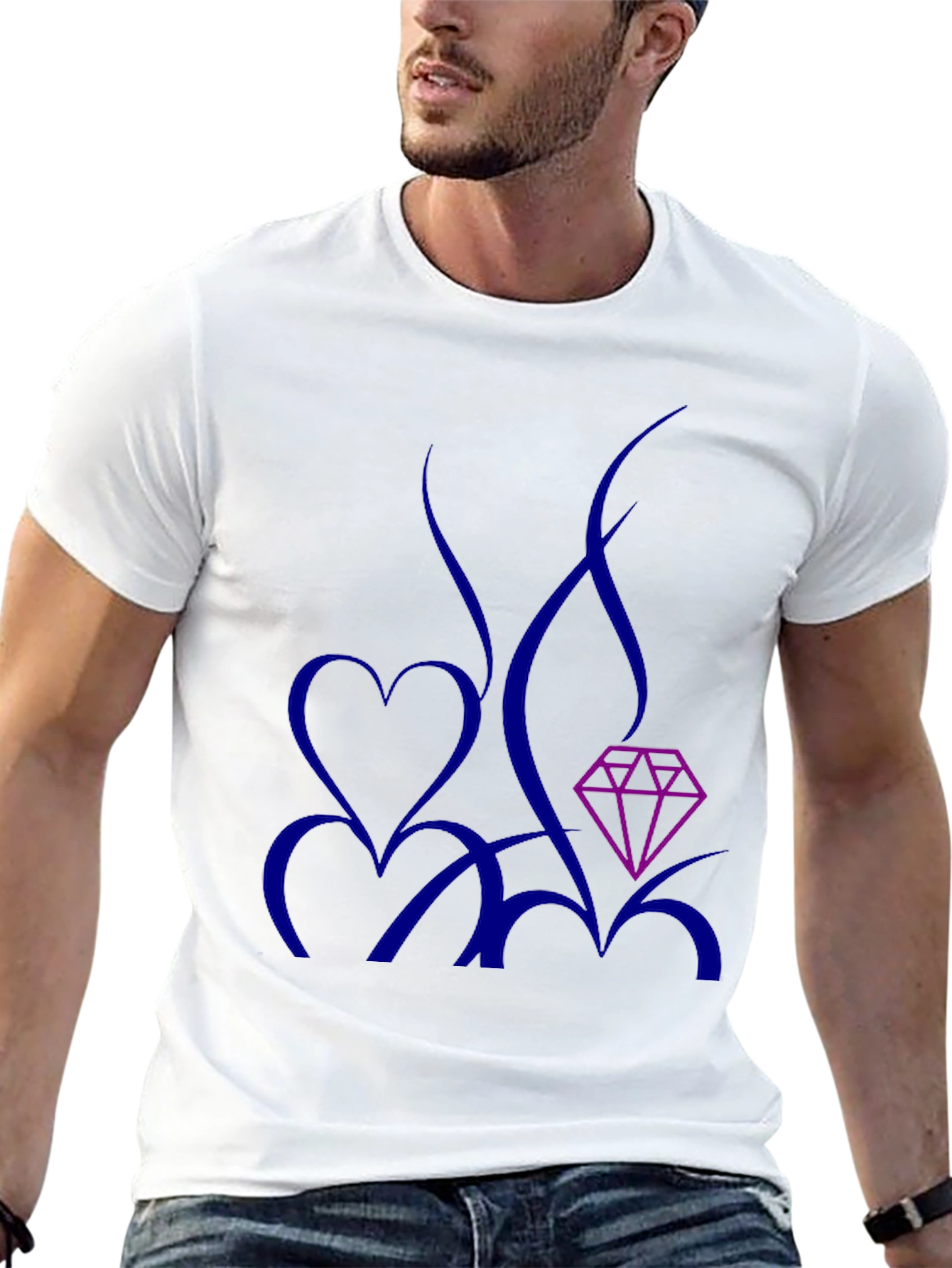 Modern Graphic Tee: Heart & Diamond Design