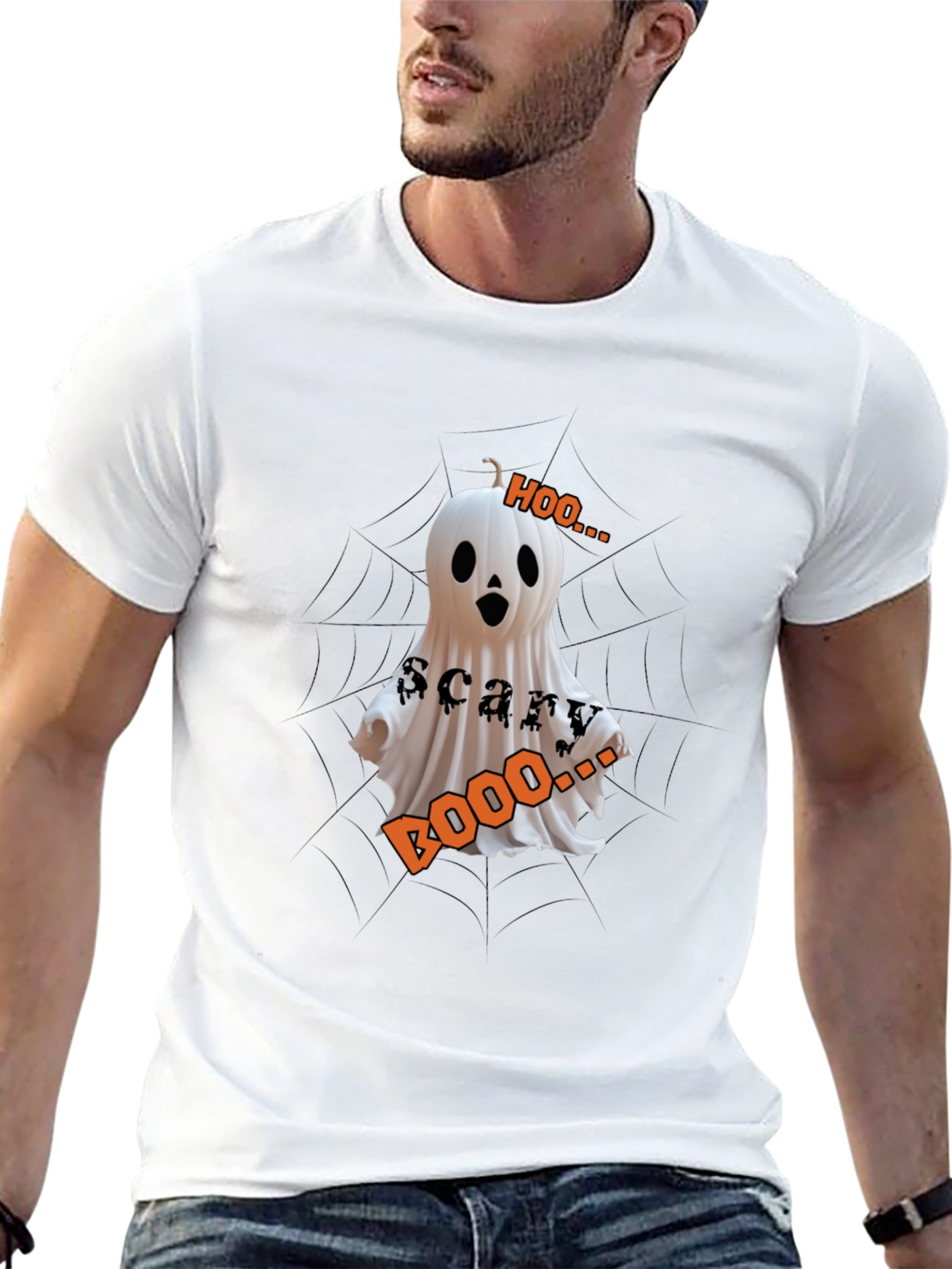 Halloween Ghost Pumpkin T-Shirt - Scary Boo Design