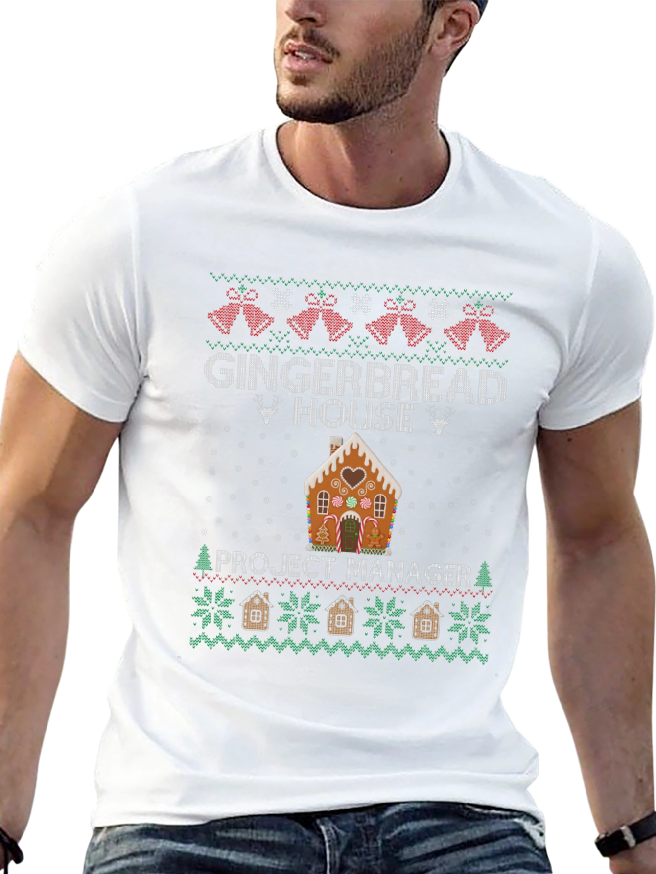 Gingerbread House Project Manager Ugly Christmas Sweater T-Shirt