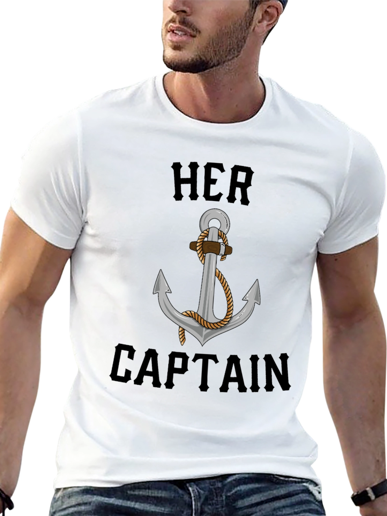 Her Captain T-Shirt - Nautical Anchor Design