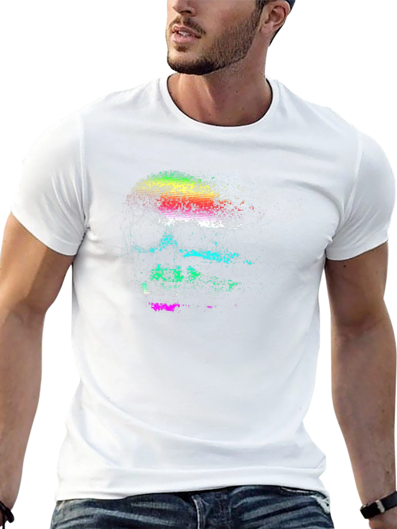 Pixelated Skull Graphic Tee - Black T-Shirt