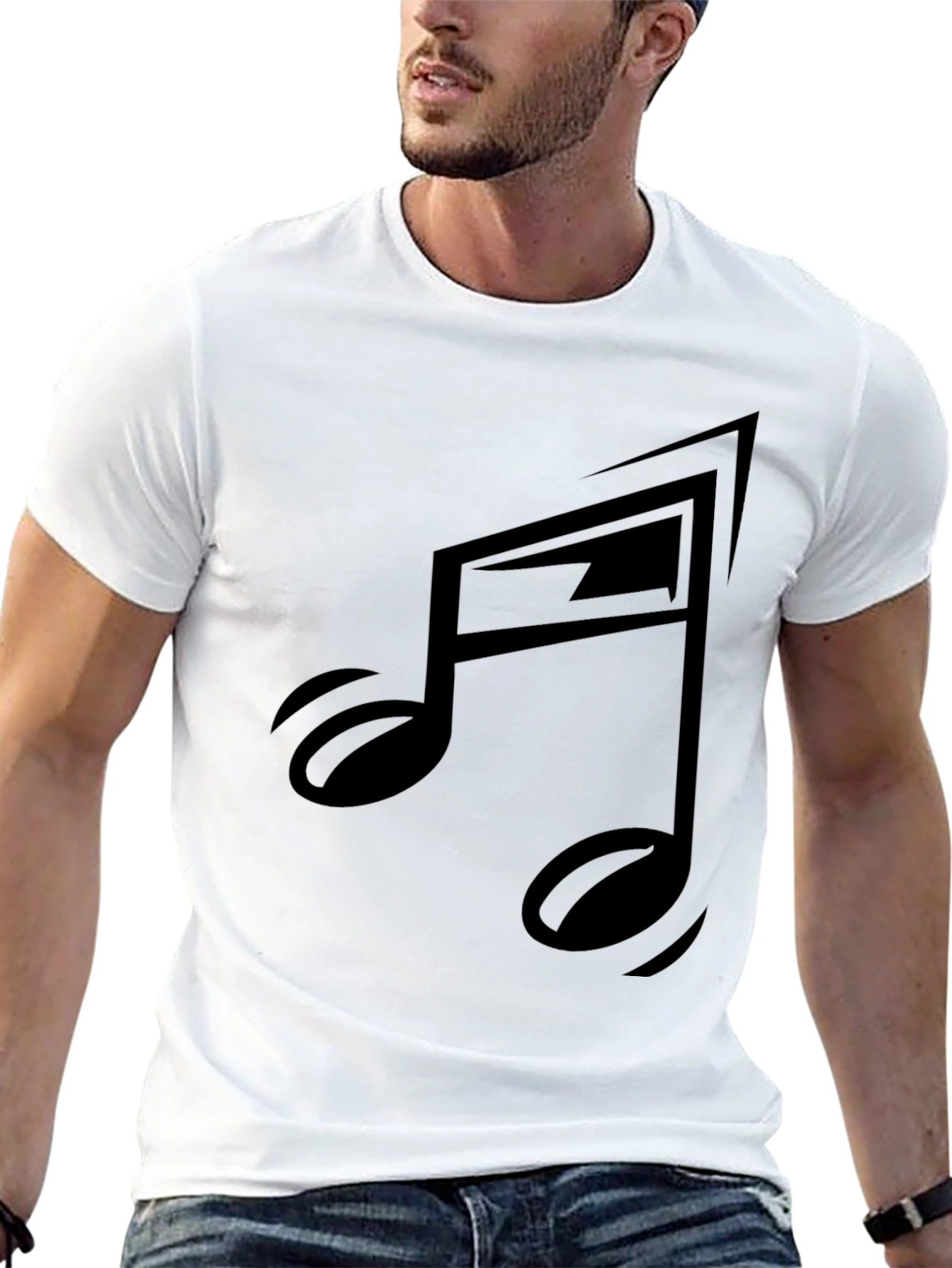 Black Musical Note Graphic Tee - Stylish & Modern