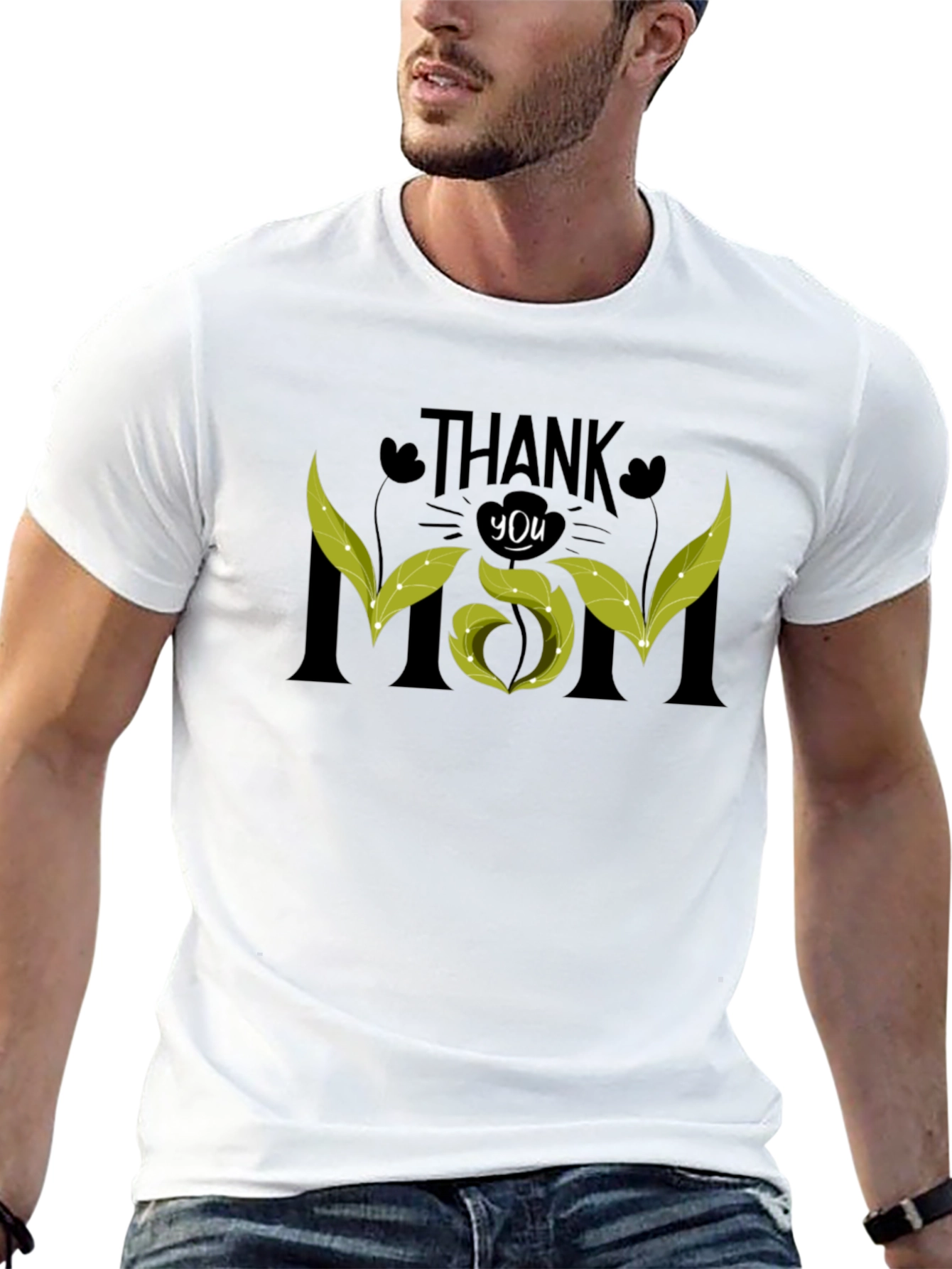 Thank You Mom Black Graphic Tee