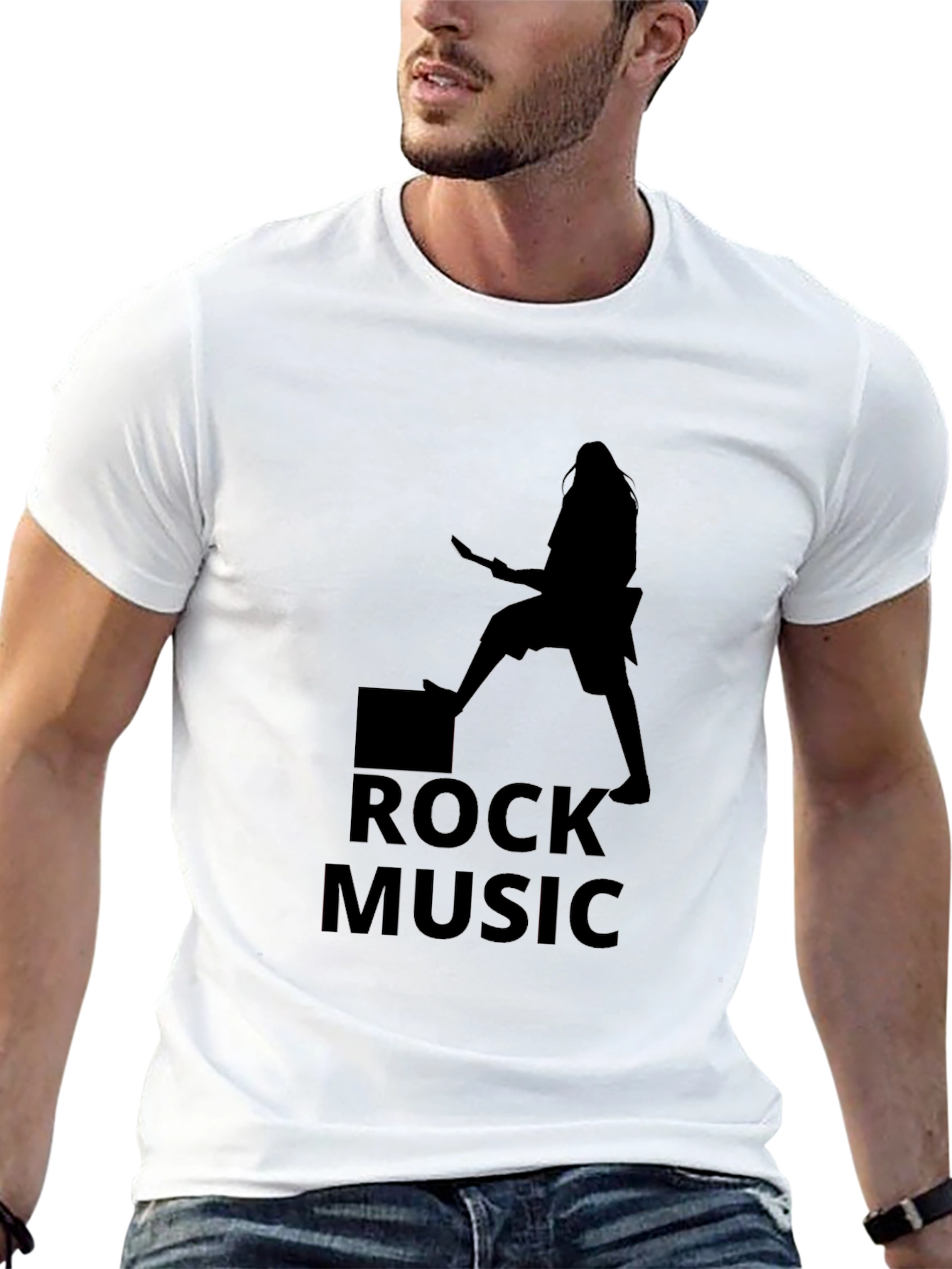 Rock Music Graphic Tee - Black Casual T-Shirt