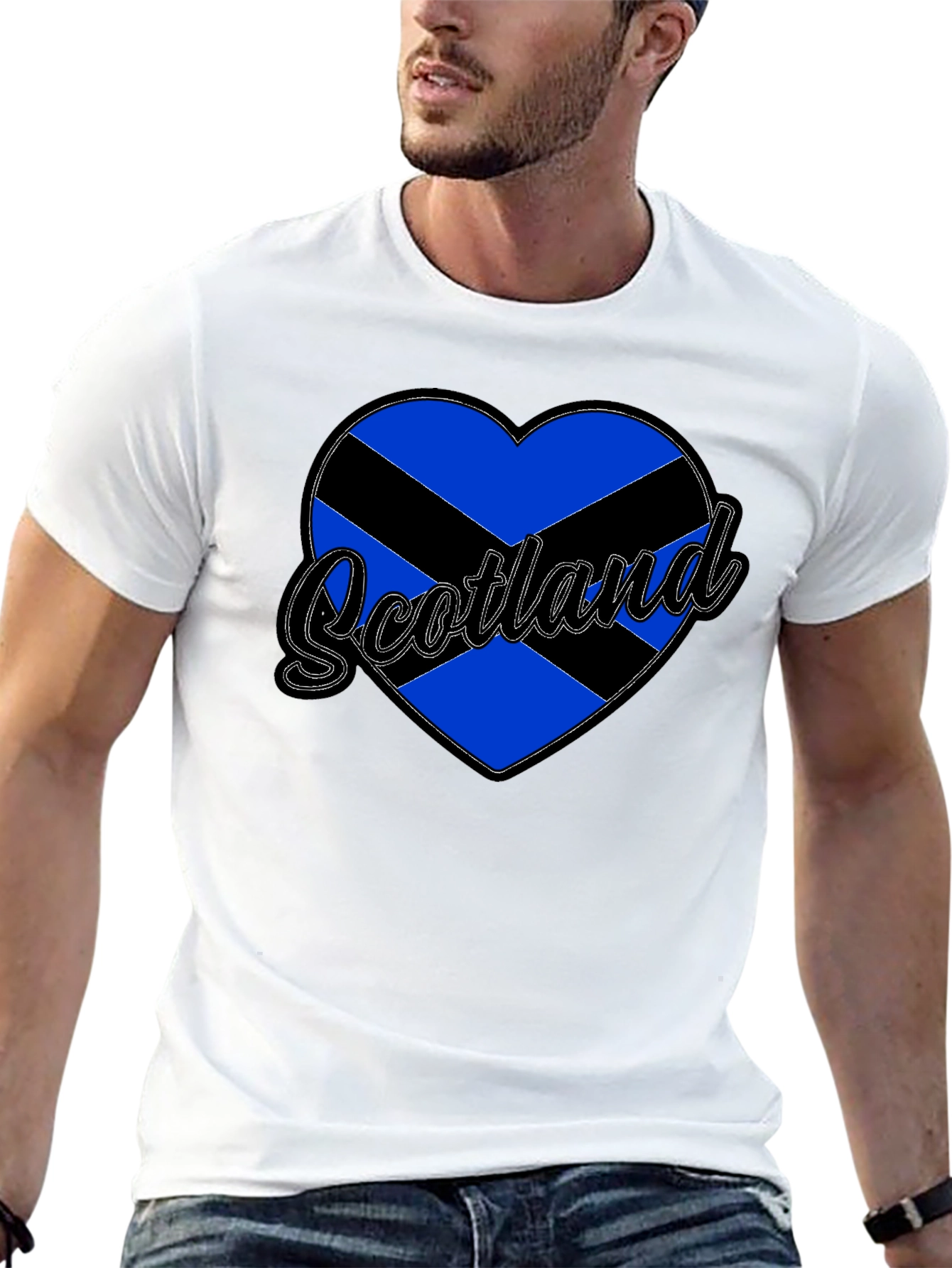 Scotland Heart Flag T-Shirt - Black