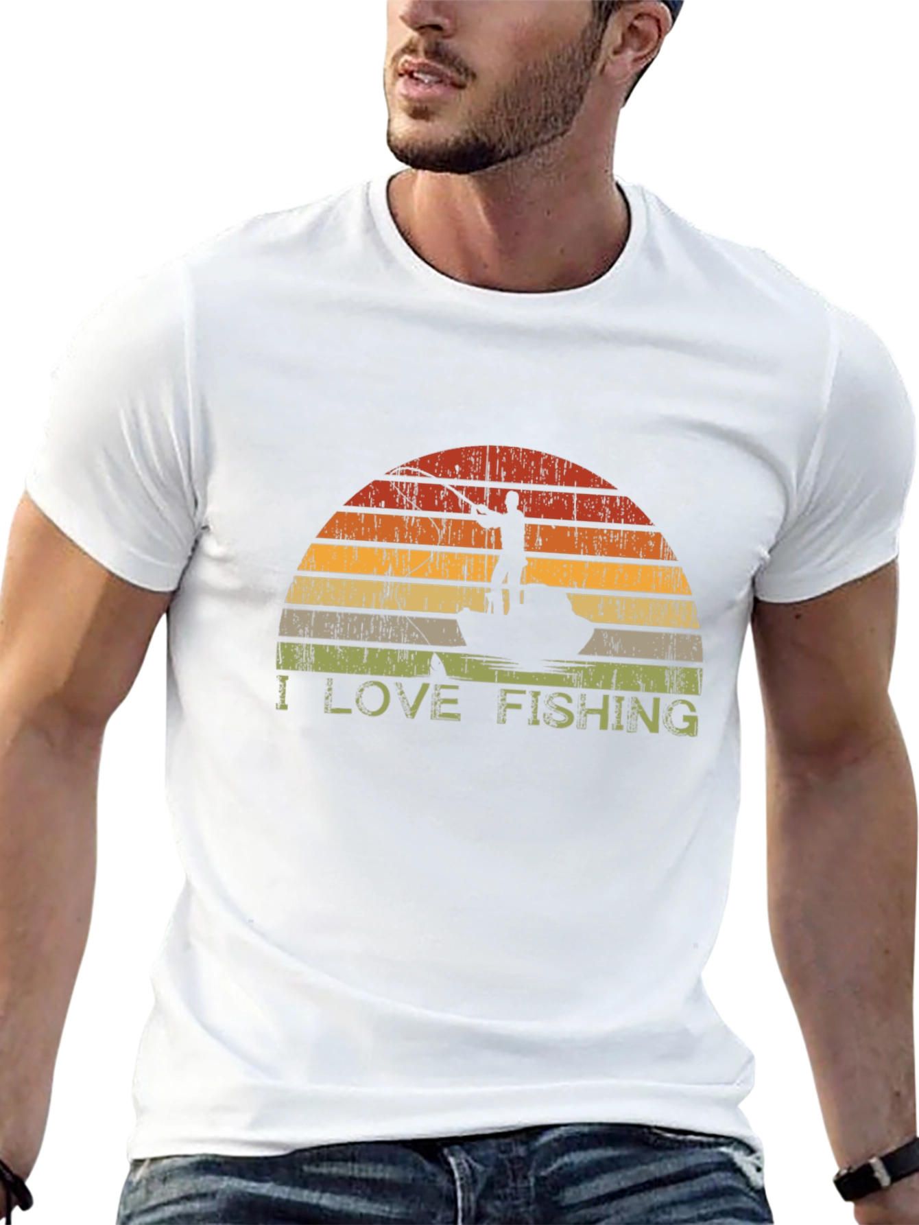 I Love Fishing T-Shirt - Retro Sunset Graphic Tee
