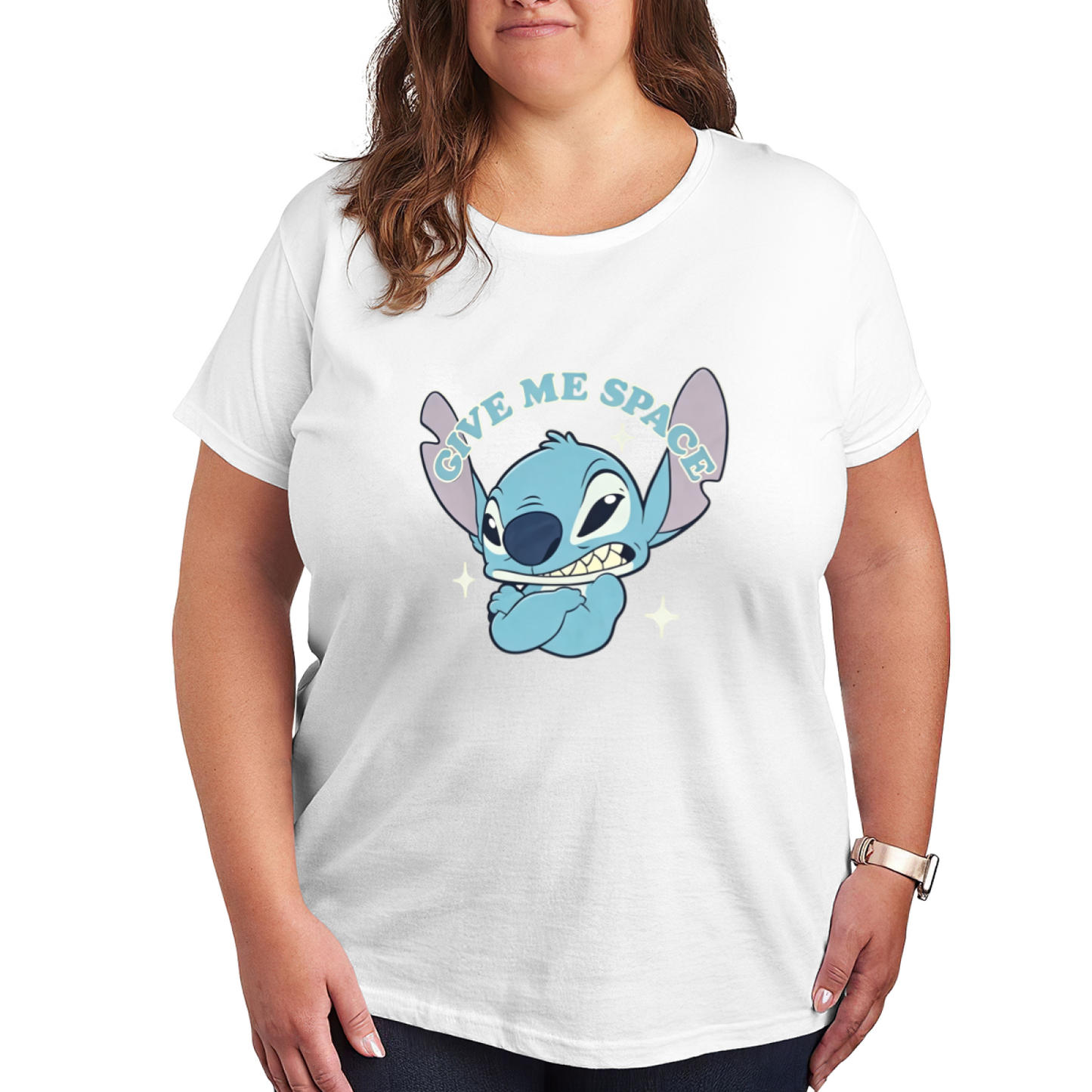 Sassy ¡°Give Me Space¡± Stitch Plus?Size Black Ladies Tee