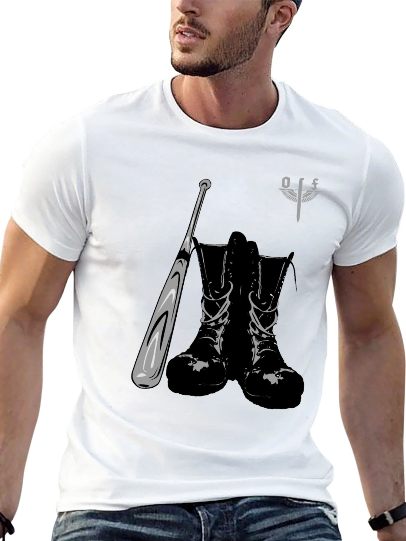 Graphic Tee: Boots Bat & Sword