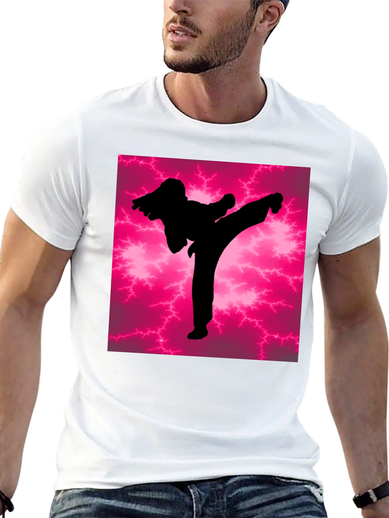 Martial Arts Kick Silhouette Graphic Tee